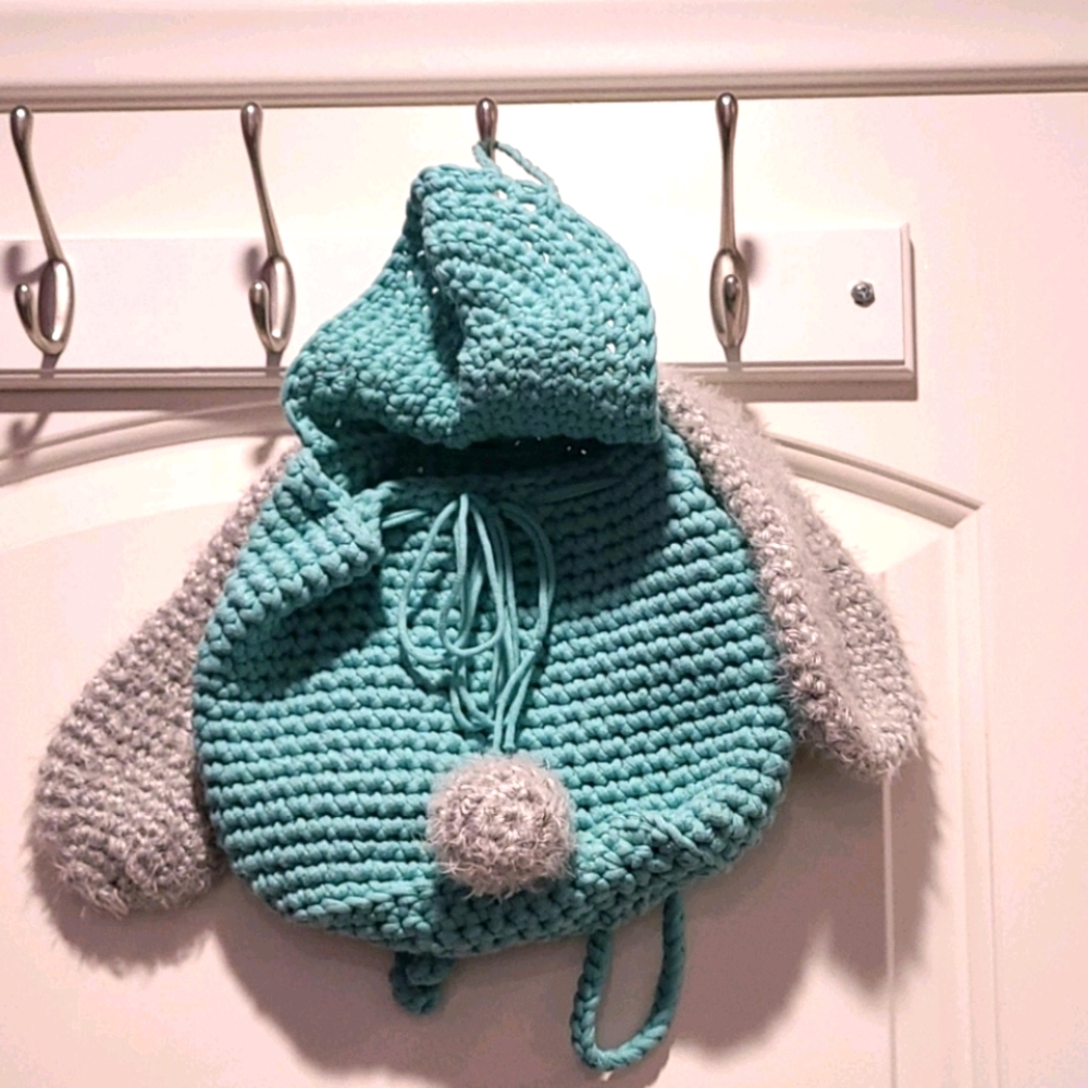 hand made crochet bunny backpack